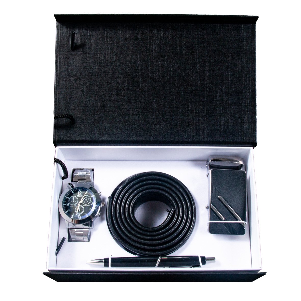 Portable gift box Valentine's Day gift three-piece set Steel watch belt pen practical business men's watch set