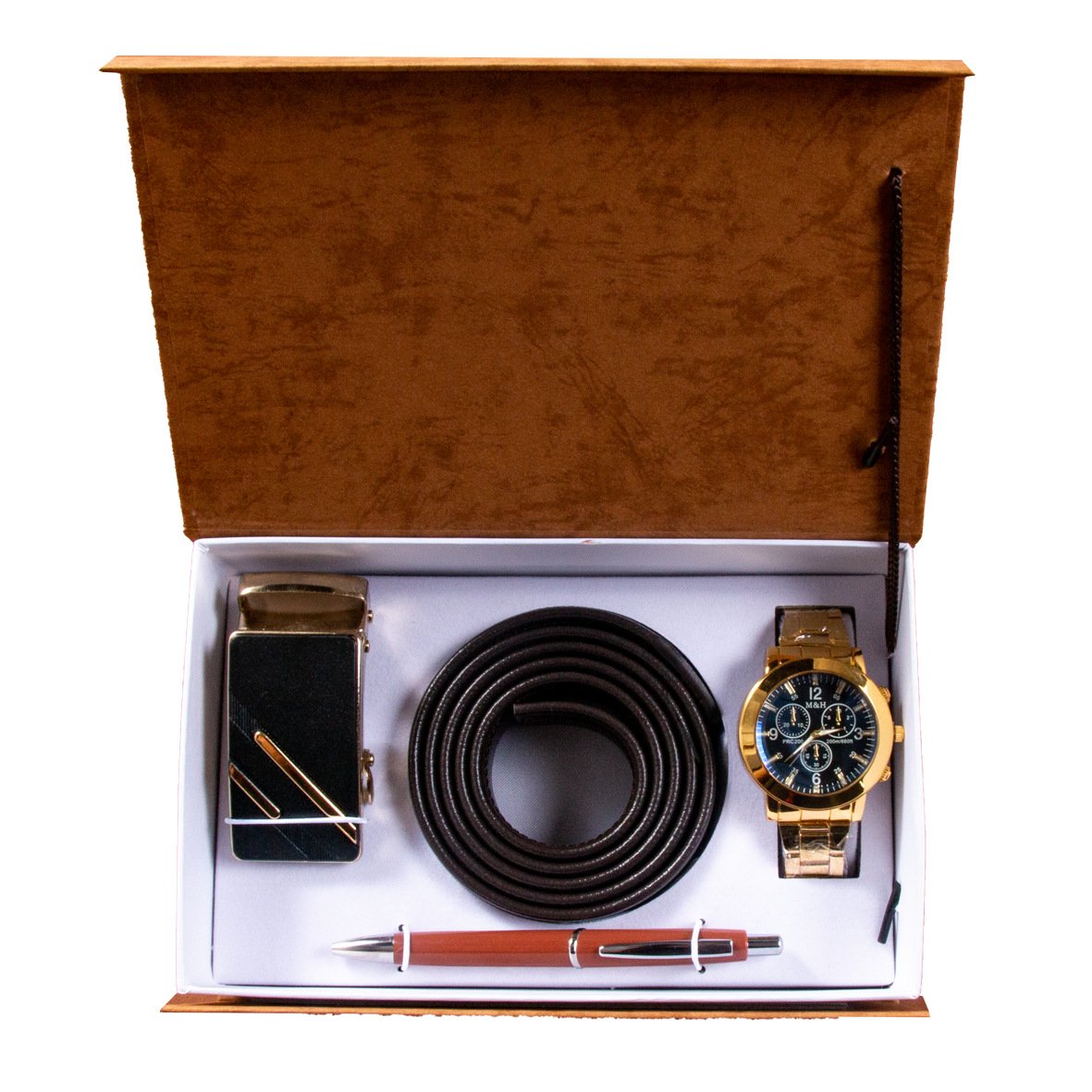 Portable gift box Valentine's Day gift three-piece set Steel watch belt pen practical business men's watch set