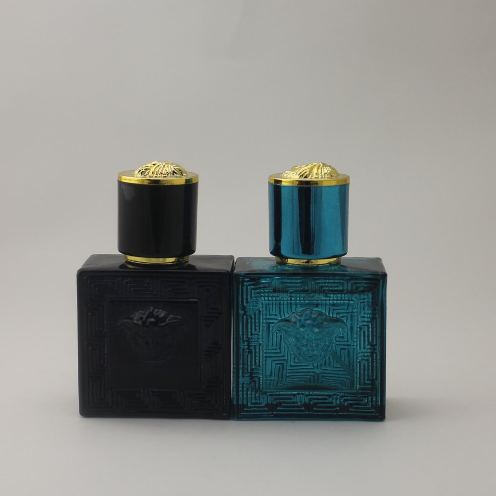 Black glass men's perfume bottle Mini engraving perfume fragrance