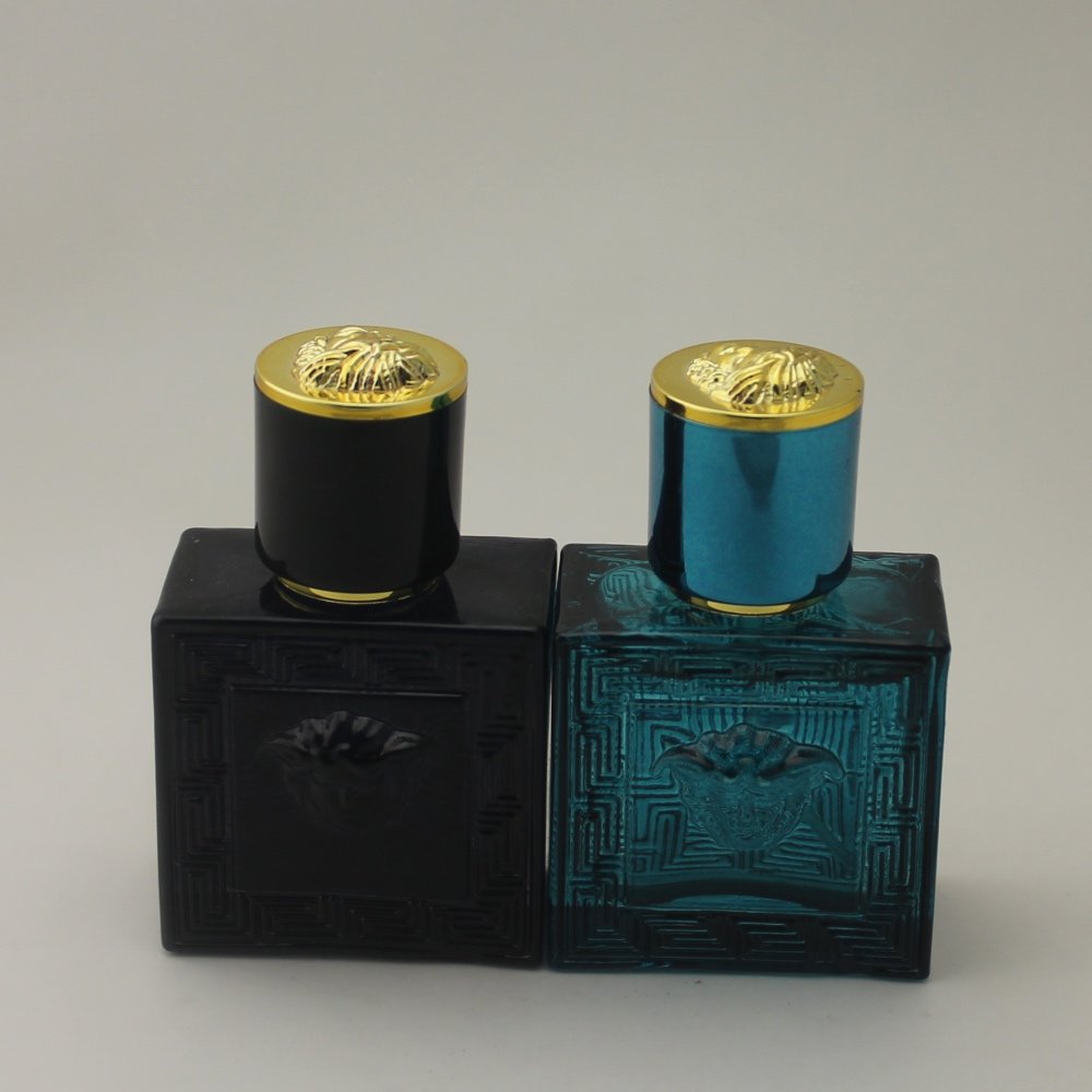 Black glass men's perfume bottle Mini engraving perfume fragrance