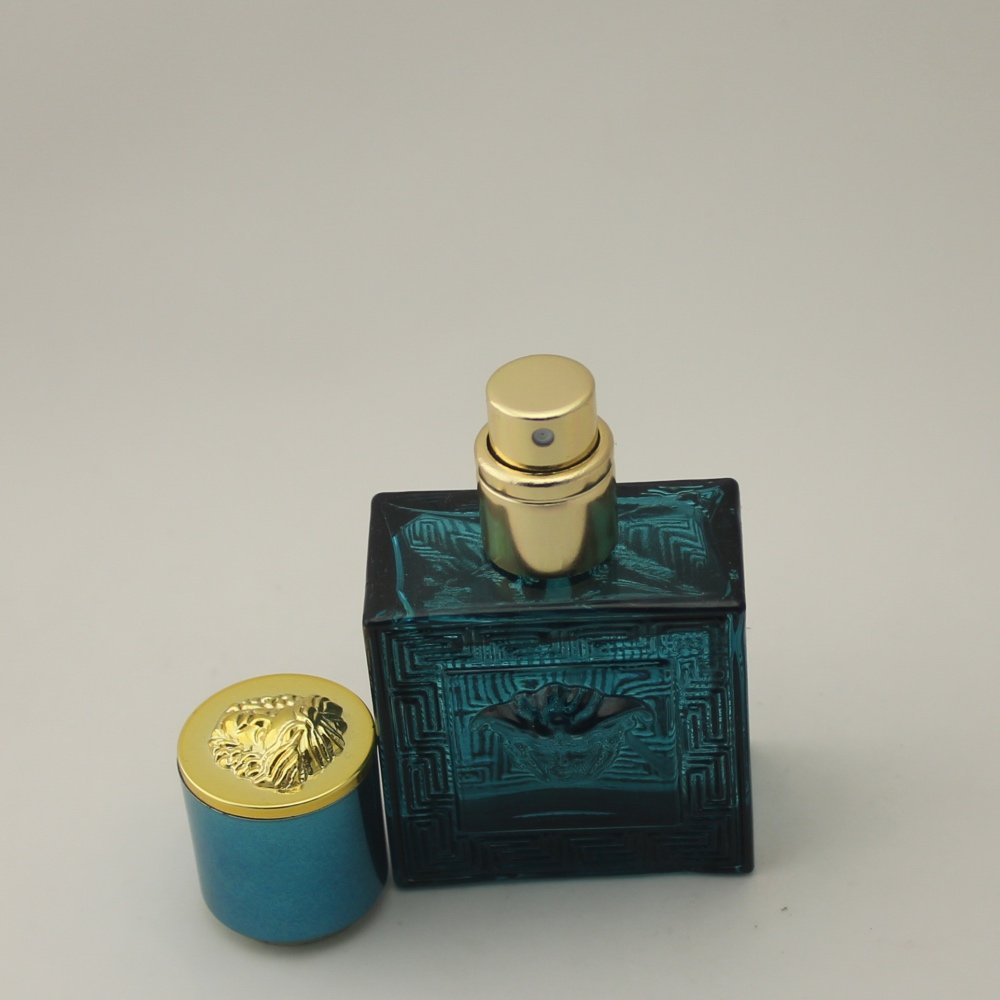 Black glass men's perfume bottle Mini engraving perfume fragrance