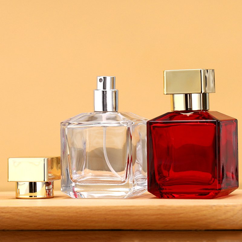 Made in China Men's Perfume Empty Bottle Gift Square Red Transparent Ladies Cosmetics 30ml Reusable bottle perfume