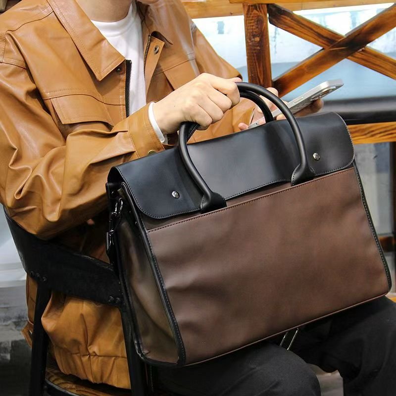 Trendy new tote briefcase Retro crossbody bag Casual backpack Men's shoulder bag Business computer bag
