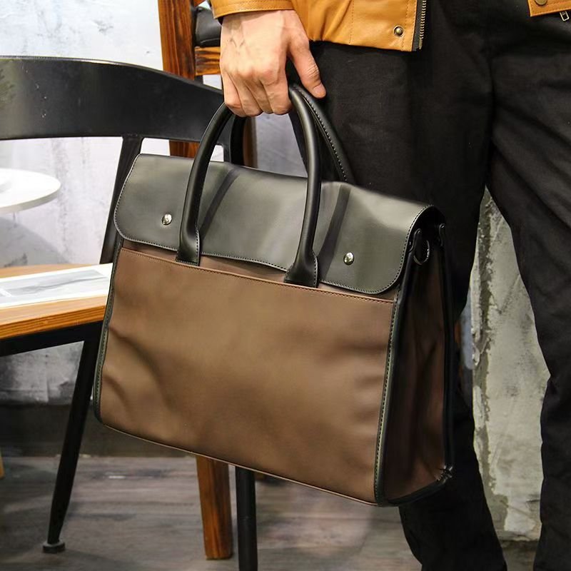 Trendy new tote briefcase Retro crossbody bag Casual backpack Men's shoulder bag Business computer bag