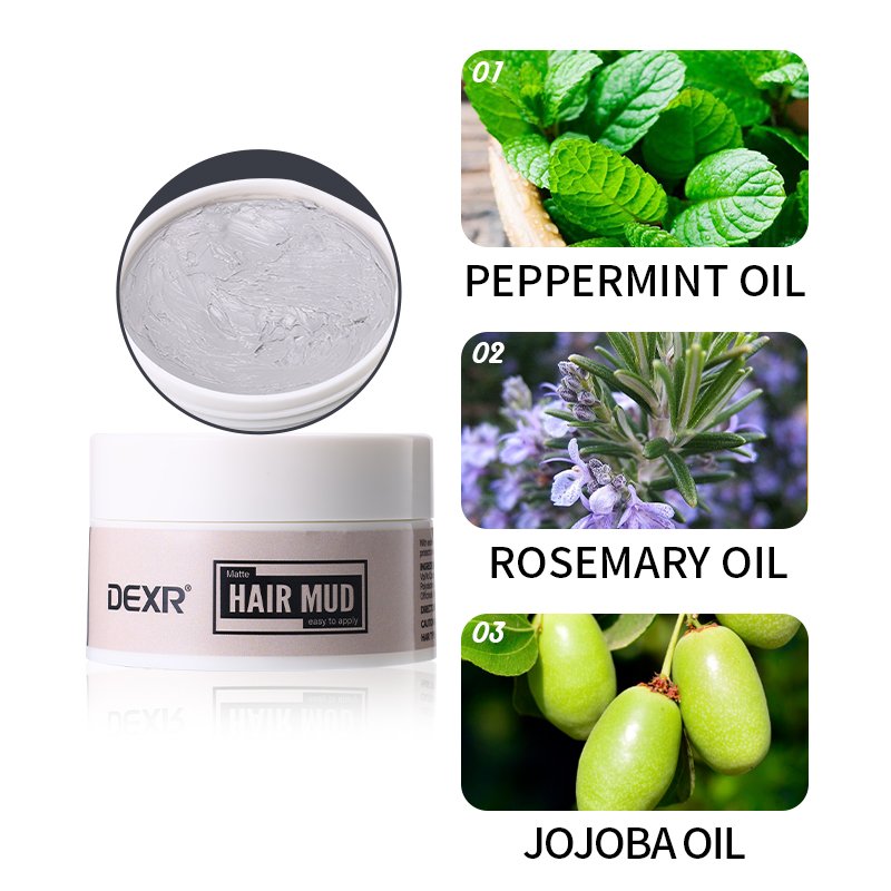 Private Brand Organic Rosemary Oil Men'S Styling Wax Alcohol-Free Black Hair Mud Strong Hold Matte Finish Hair Clay