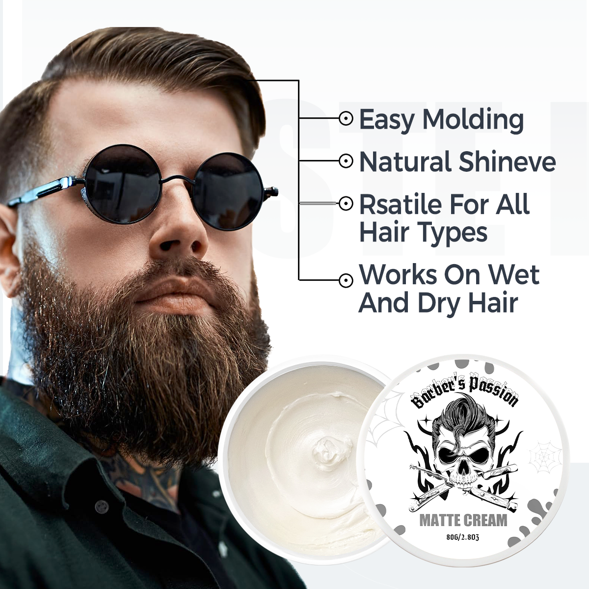Barber Natural Easily Define Your Own Unique Style Matte Finish Men's Hair Styling Paste Clay Cream With Medium and Strong Hold