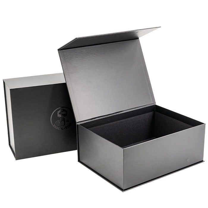 Customized Magnetic Gift Box Packaging in Black for Skin Care Serum with Customizable Size Color and Logo