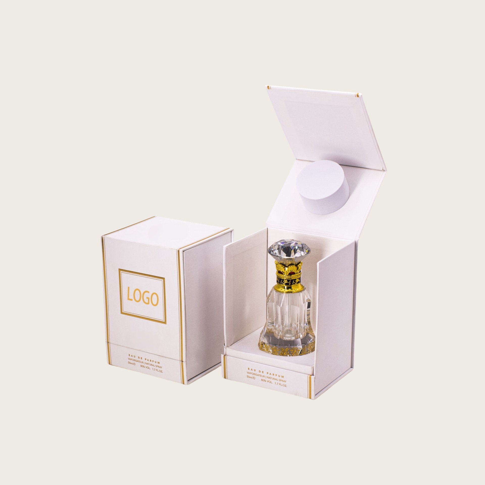 Men's perfume 50ml in rigid paper box with stamping design and custom insert matte lamination packaging