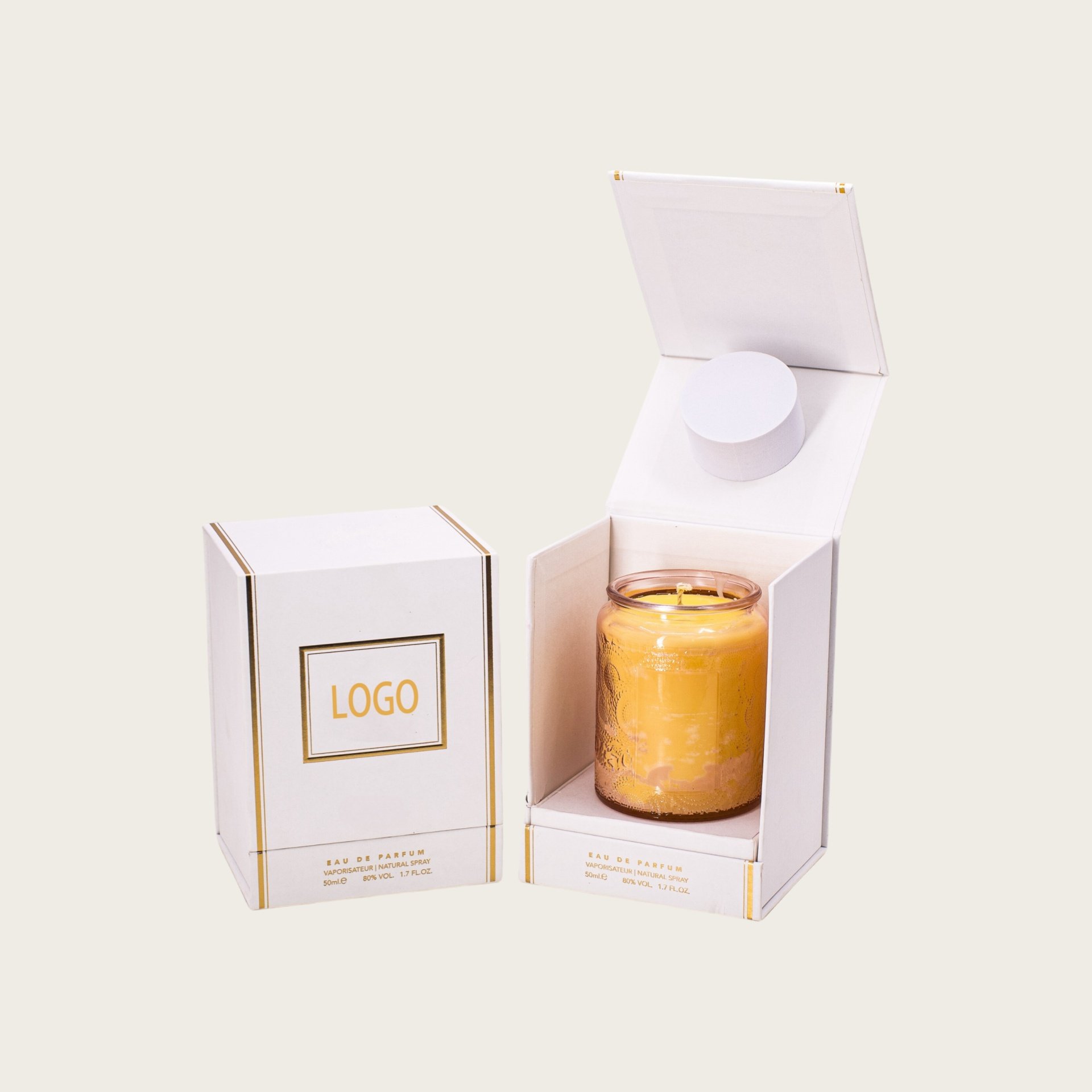 Men's perfume 50ml in rigid paper box with stamping design and custom insert matte lamination packaging