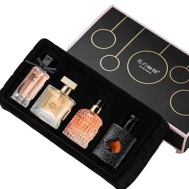Custom Logo Gift Box Four Piece Set Women Perfume Spray Floral Scent Lasting Fragrance Pheromone Eau De Parfum