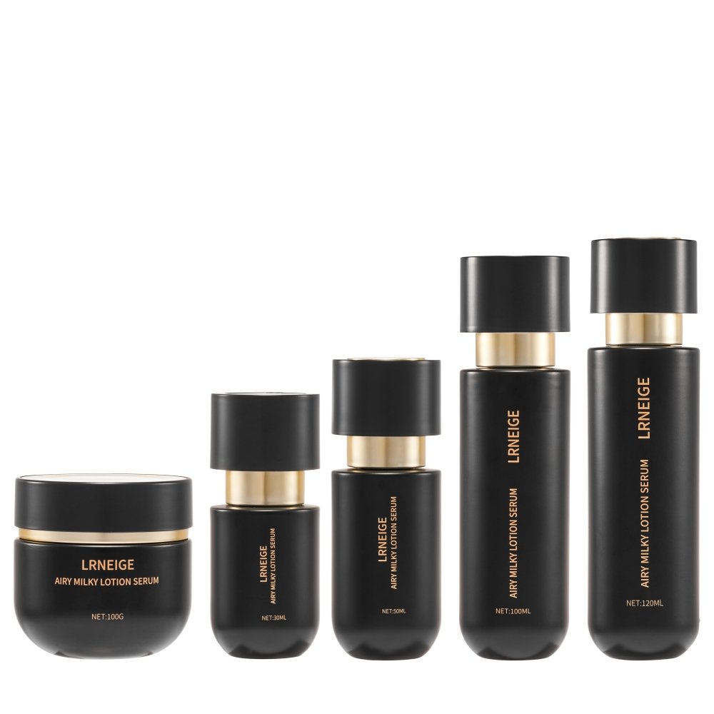 Men's skincare bottles Black cosmetic glass bottle Empty bottle of men's face cream lotion and jars for wholesales