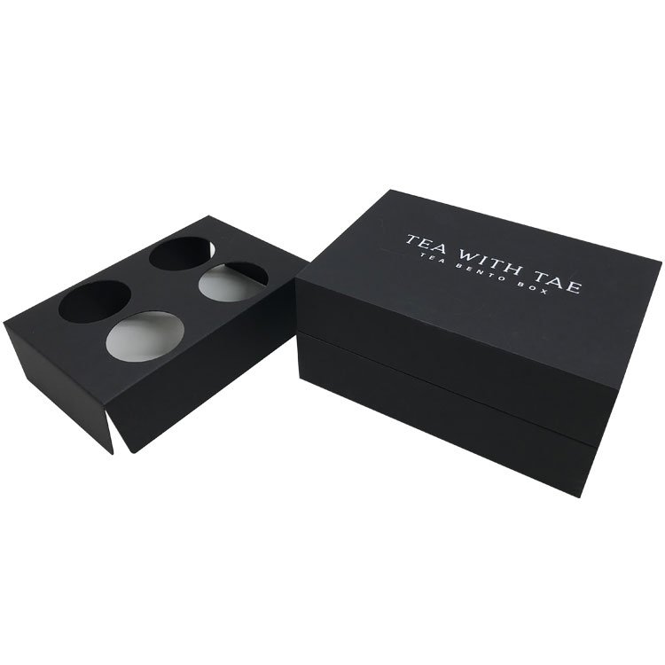 luxury design food container packaging gift box customized logo black tea jar packaging cardboard paper flip rigid box