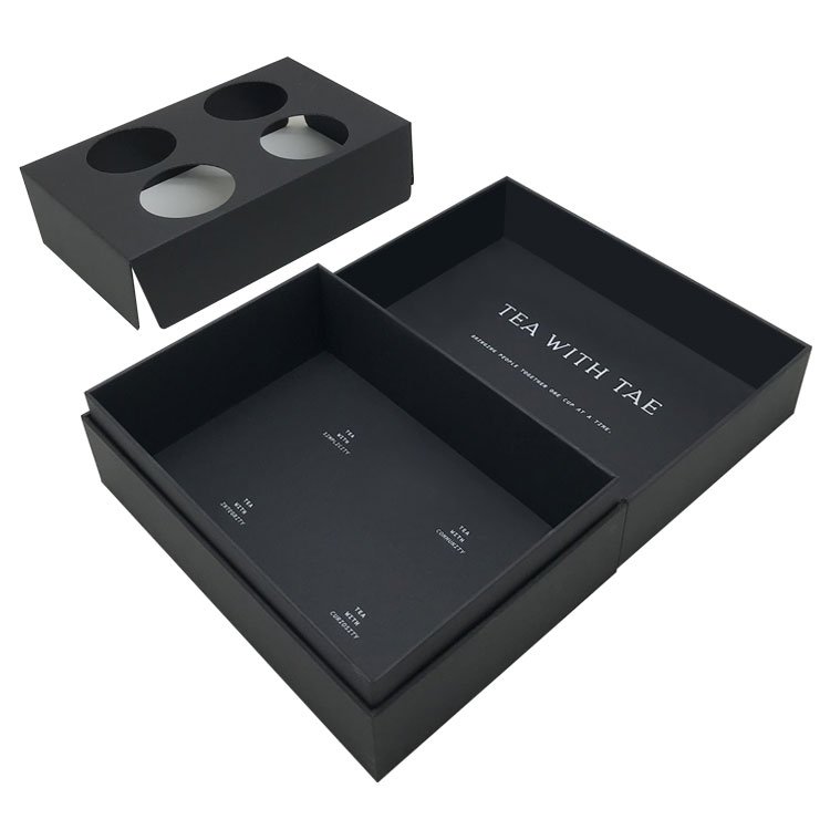 luxury design food container packaging gift box customized logo black tea jar packaging cardboard paper flip rigid box