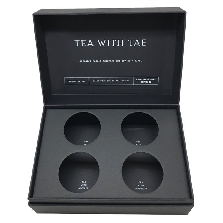 luxury design food container packaging gift box customized logo black tea jar packaging cardboard paper flip rigid box