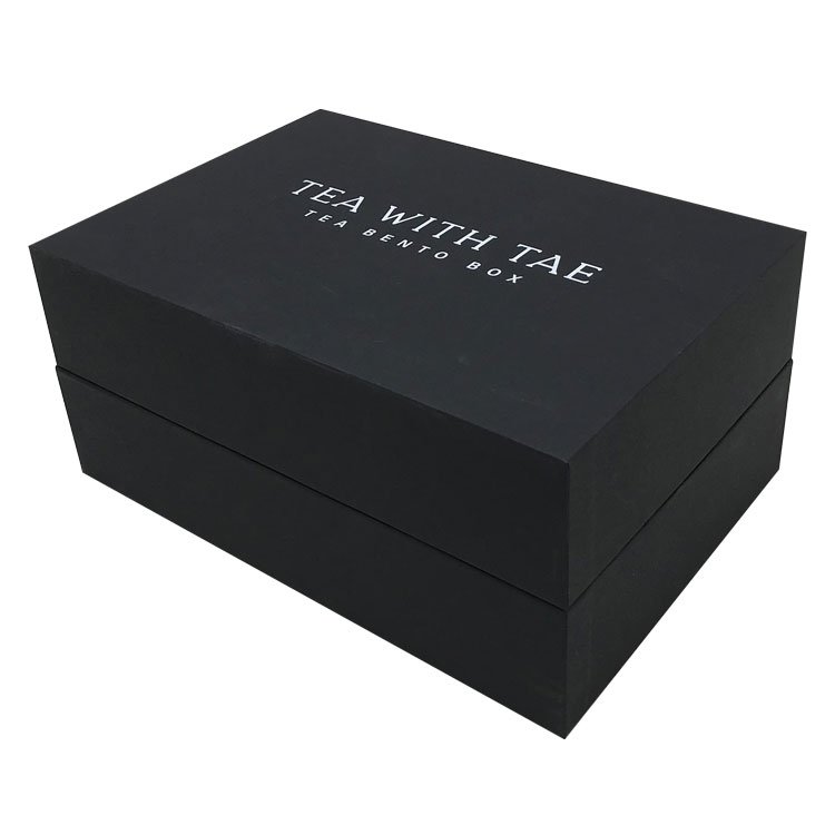 luxury design food container packaging gift box customized logo black tea jar packaging cardboard paper flip rigid box
