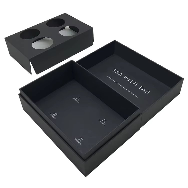 luxury design food container packaging gift box customized logo black tea jar packaging cardboard paper flip rigid box