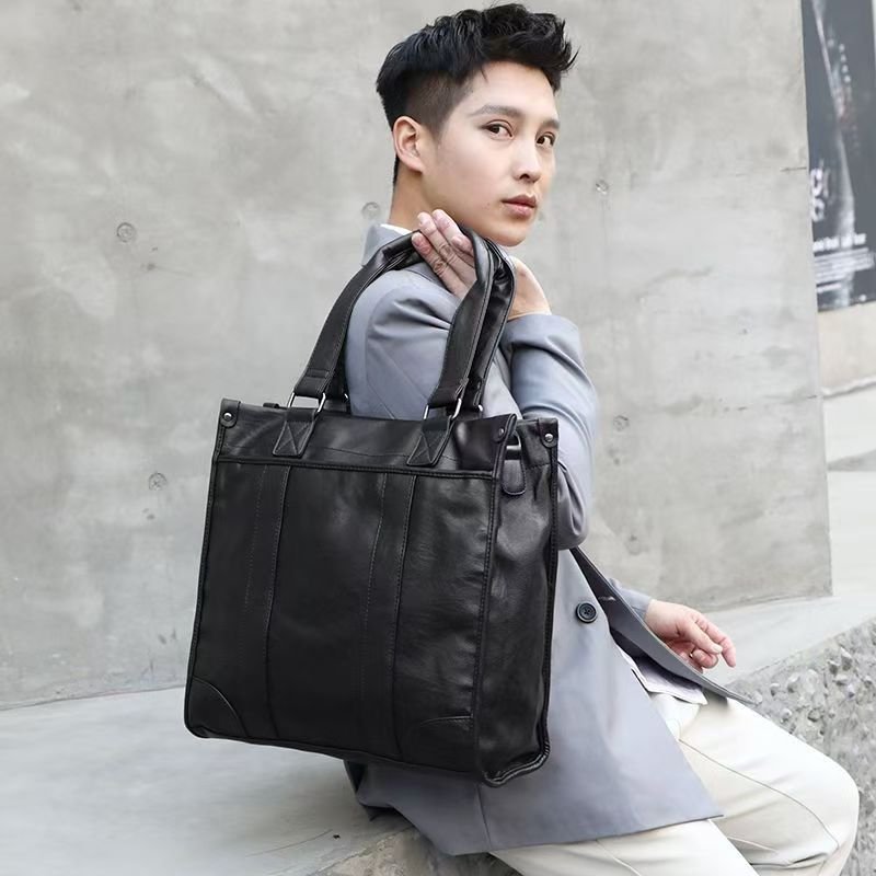 Handbag male briefcase Casual business single shoulder crossbody bag fashion brand new horizontal leather men's office bag