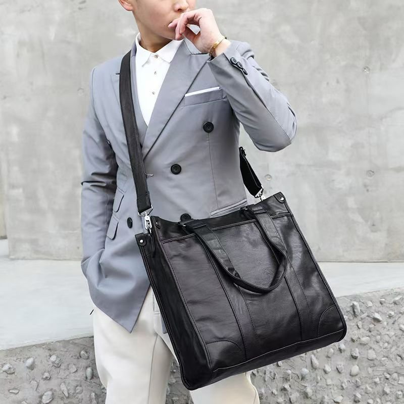 Handbag male briefcase Casual business single shoulder crossbody bag fashion brand new horizontal leather men's office bag