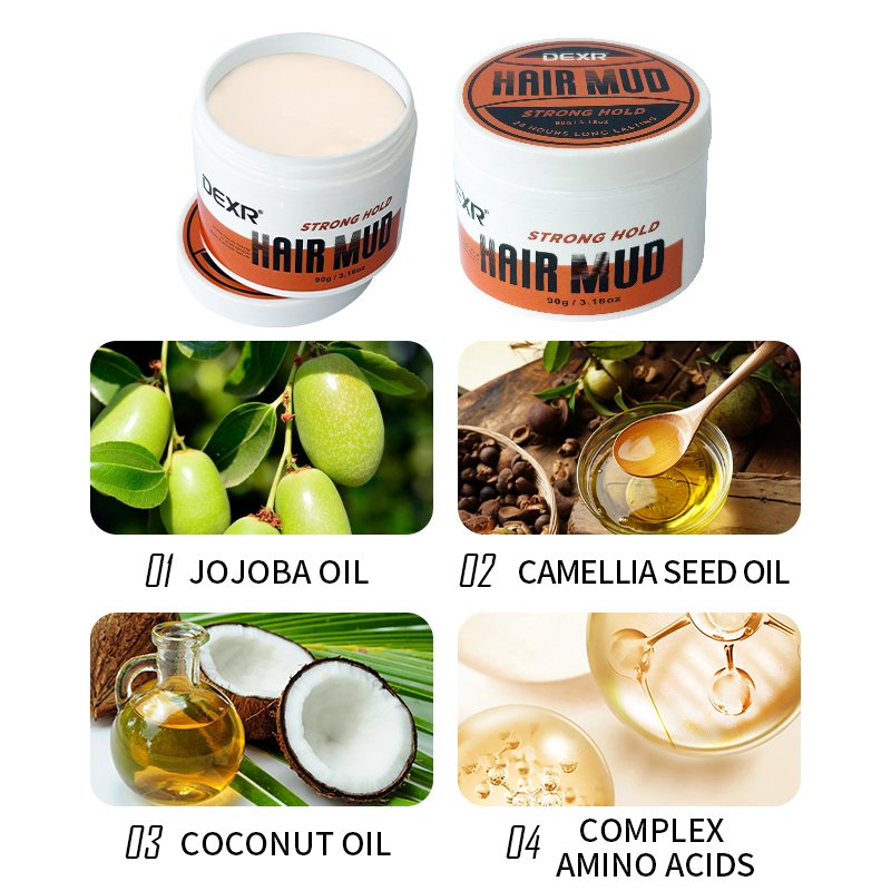 Free Sample No White Dust Men's Organic Vegan Hair Styling Clay Strong Hold Clay for Curly Hair Beards Hair Extensions