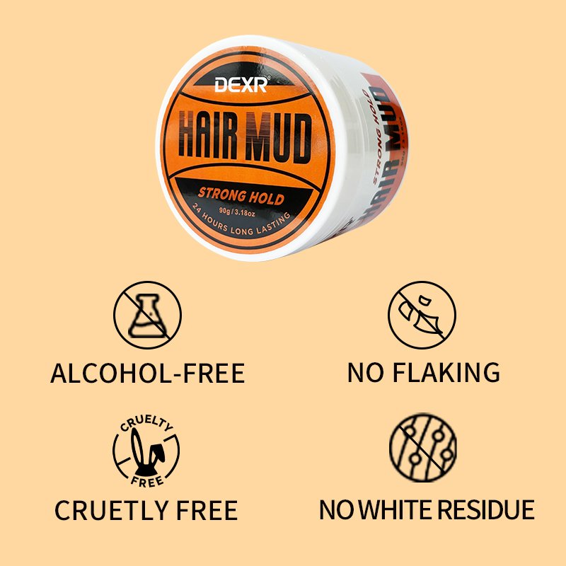 Free Sample No White Dust Men's Organic Vegan Hair Styling Clay Strong Hold Clay for Curly Hair Beards Hair Extensions