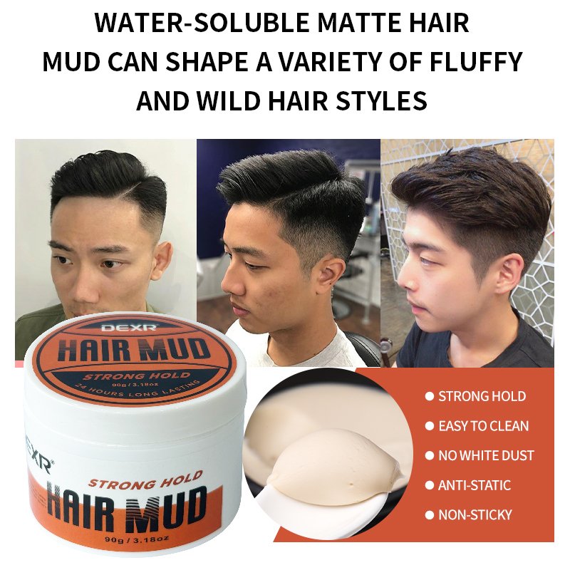 Free Sample No White Dust Men's Organic Vegan Hair Styling Clay Strong Hold Clay for Curly Hair Beards Hair Extensions