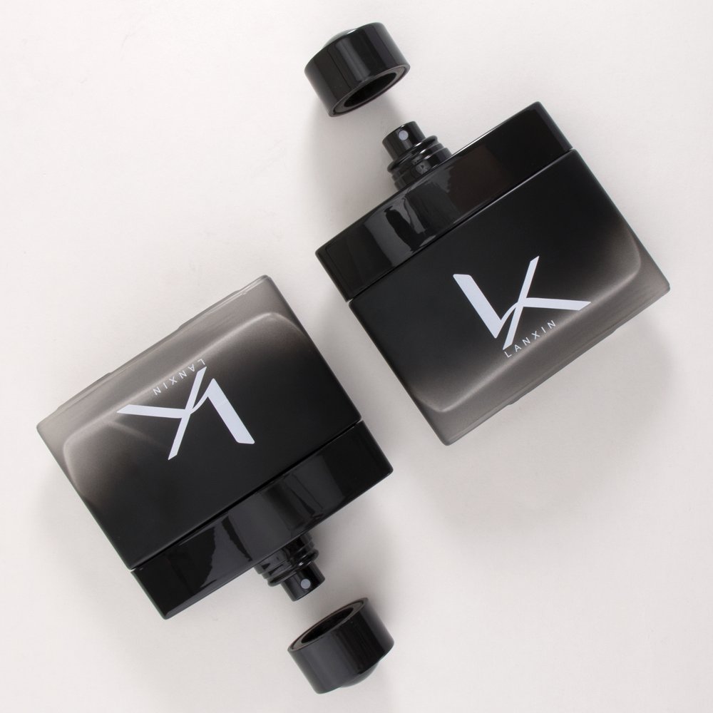 Wholesale Custom 50ml Men's Perfume Bottle With Box 50 ml Unique Empty Glass Black Perfume Spray Bottle