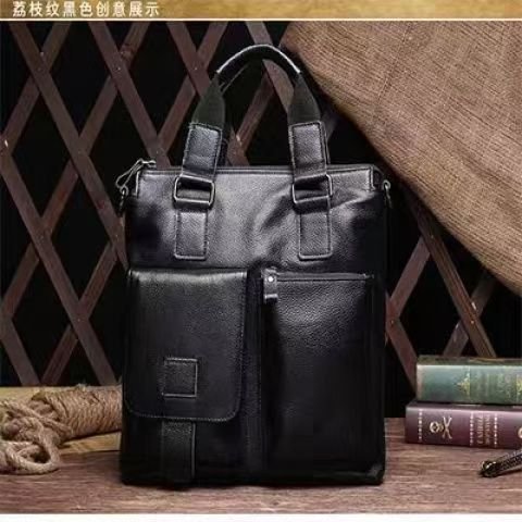 2024 Men's dual-purpose tote bag cowhide men's crossbody bag Leather large capacity briefcase vertical shoulder bag