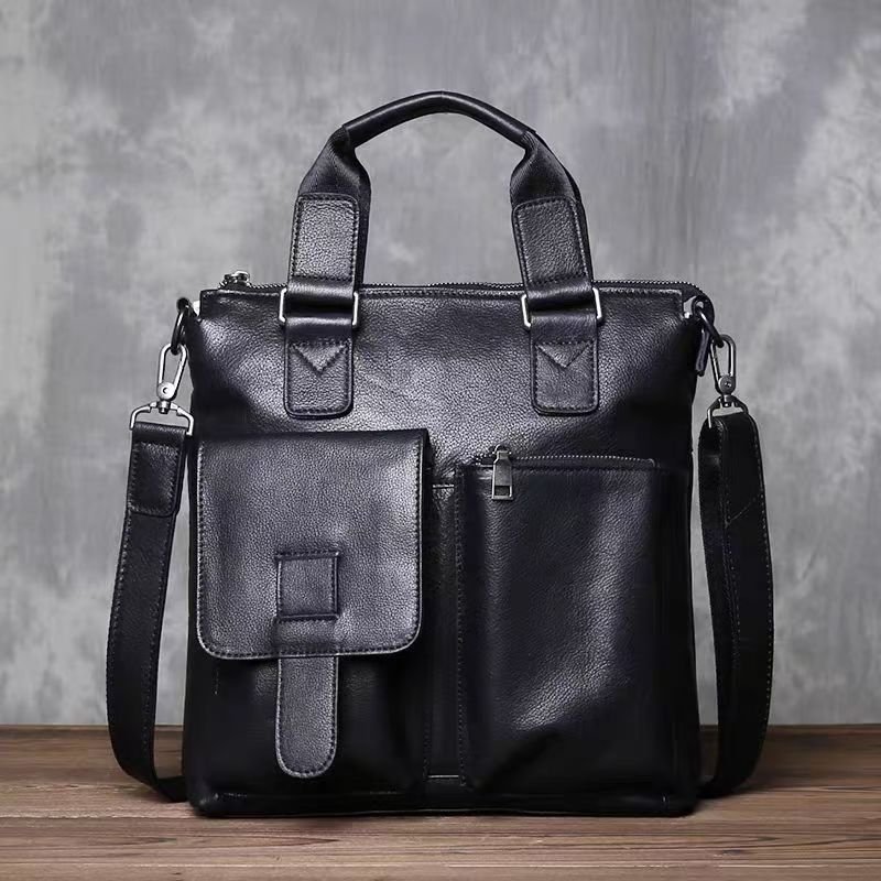 2024 Men's dual-purpose tote bag cowhide men's crossbody bag Leather large capacity briefcase vertical shoulder bag