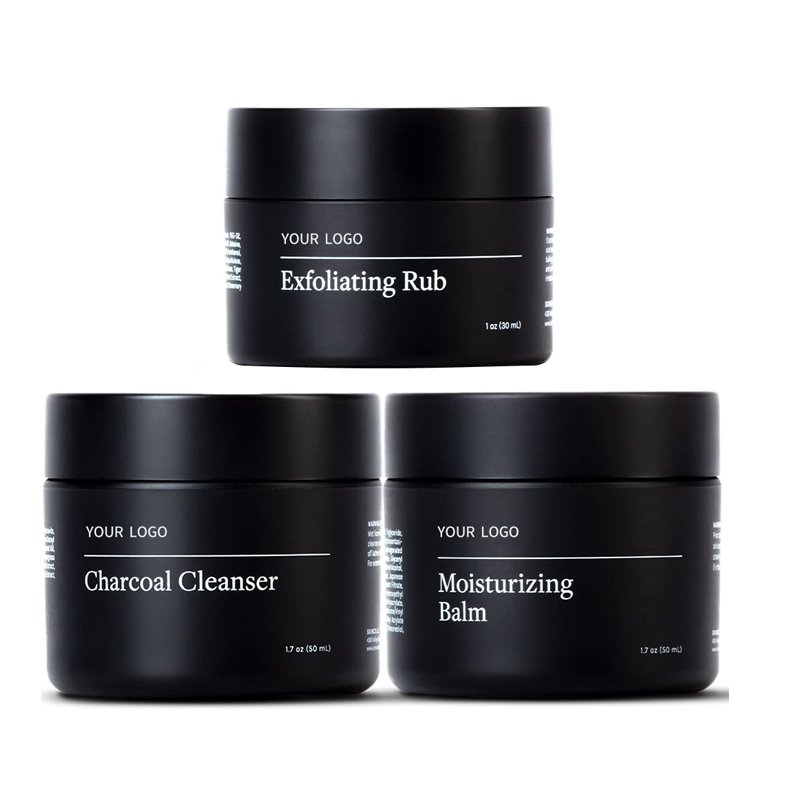 Private Label Organic Men Facial Skin Exfoliating Rub Moisturizing Balm Dark Circle Defense Men Skin care Set