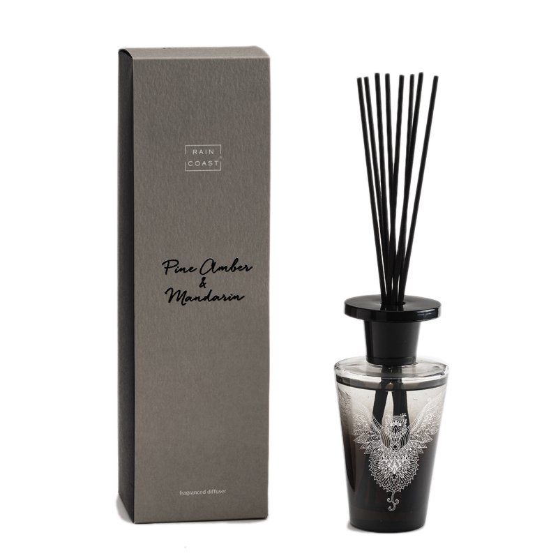 Elegant Black Home Scented Fragrance Glass Bottle Reed Diffuser Men's Gift