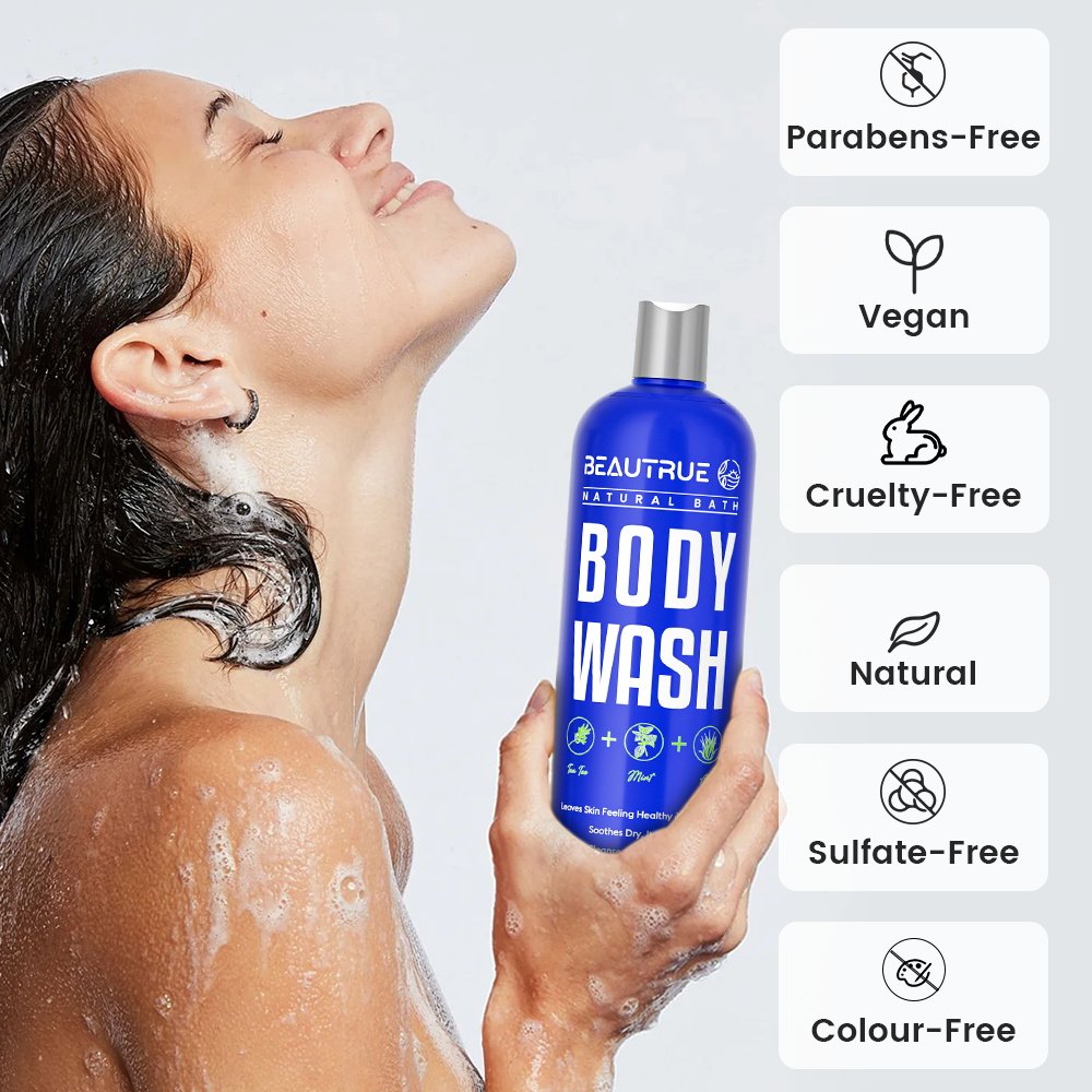 Professional Men Stay Fragrance Natural Tea Tree Mint Aloe Body Wash Shower For Men And Women Cleaning Nourishing Smooth Bath