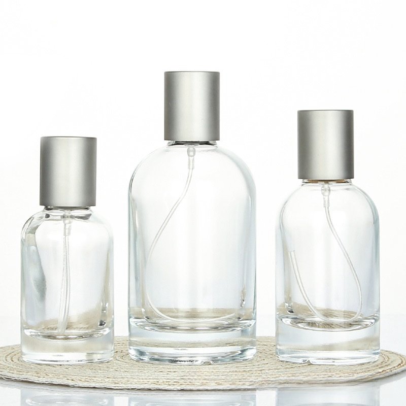 Custom Logo 30ml 100ml Men's Glass Perfume Spray Bottles Thick Bottom Cylinder Empty Cosmetic Pump Car Packaging 100pcs