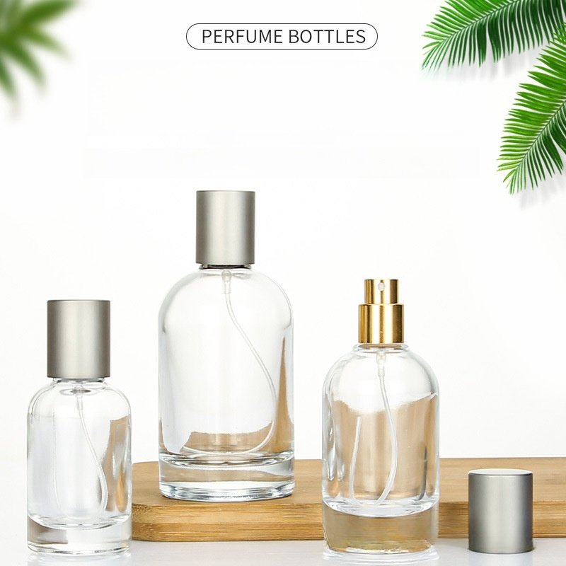 Custom Logo 30ml 100ml Men's Glass Perfume Spray Bottles Thick Bottom Cylinder Empty Cosmetic Pump Car Packaging 100pcs