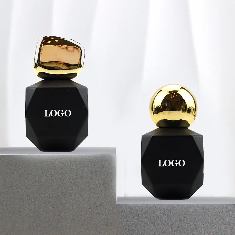 Luxury Black Men's Perfume Bottle 30ml Empty Unique Matte Black parfum Bottle with gold ball cap