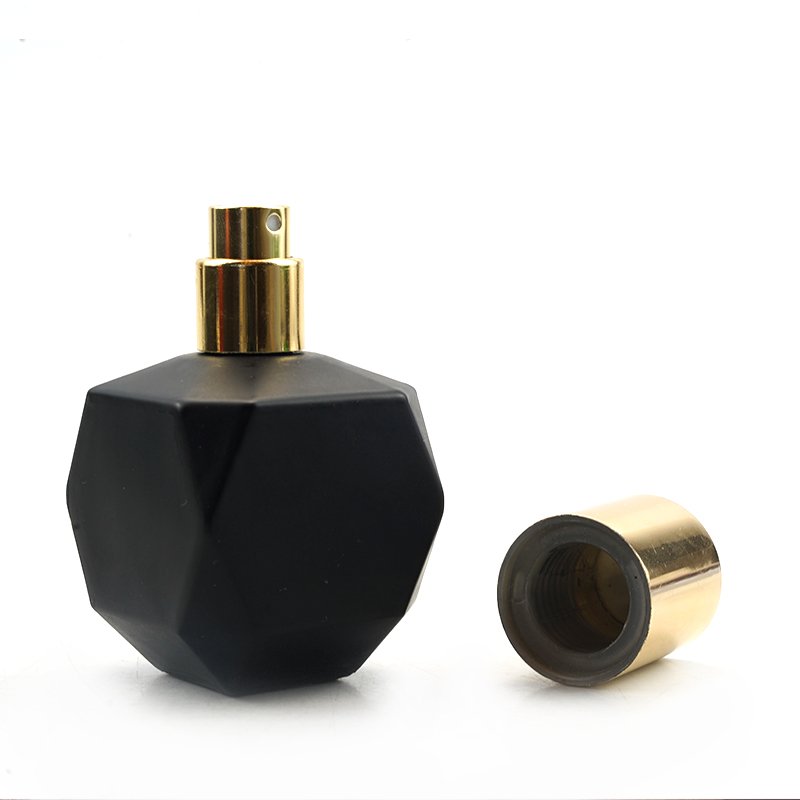 Luxury Black Men's Perfume Bottle 30ml Empty Unique Matte Black parfum Bottle with gold ball cap