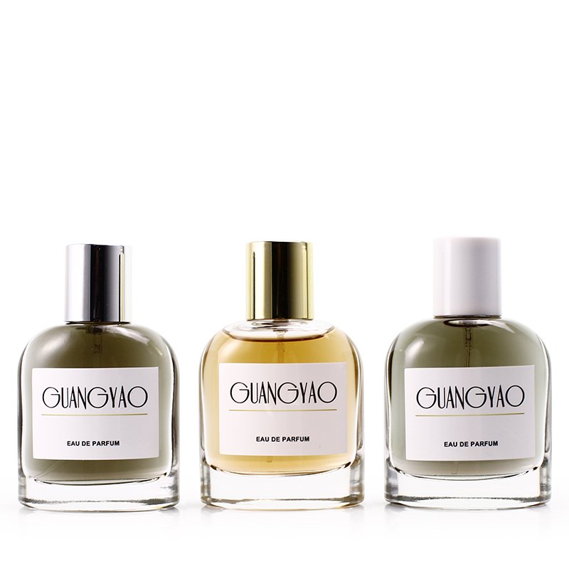 50ml round transparent empty glass perfume bottle and packaging box Simple style men's perfume