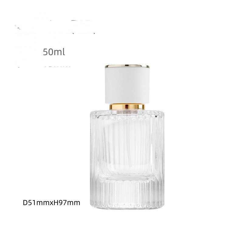 Luxury 50ml Glass Perfume Bottle for Men Empty Cosmetic Packaging Manufacturer's Spray Bottle Screw Cap Screen Printing Surface