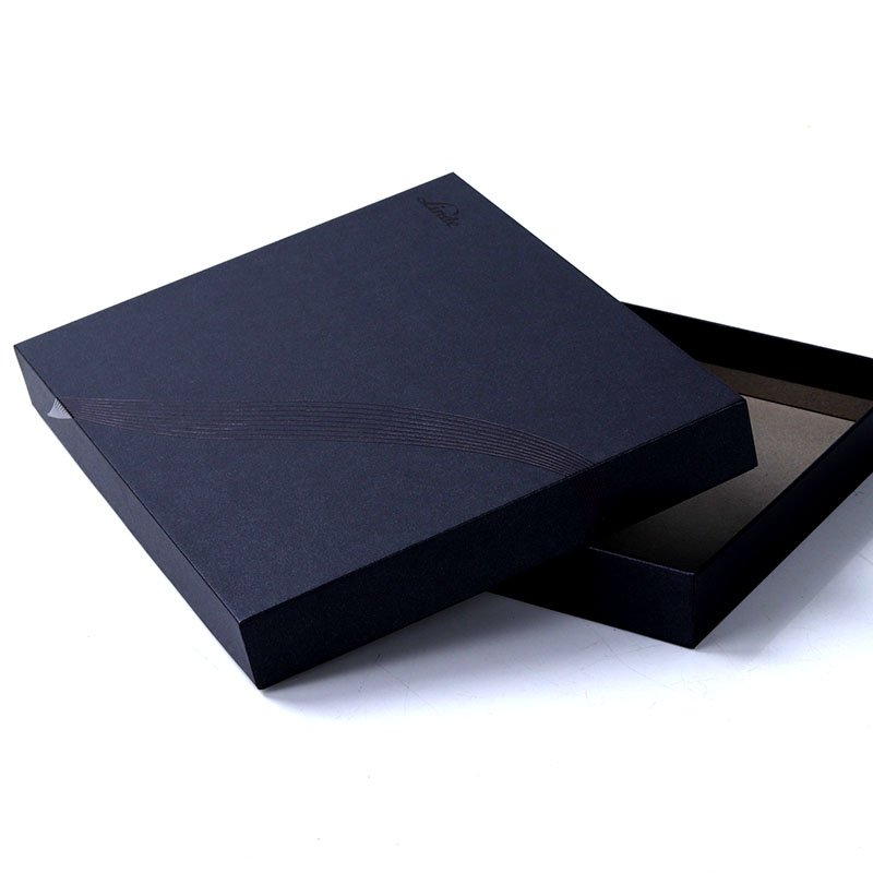 Custom Luxury Black Gift Box For Men's Turban Clothing Blouse T-Shirts Packaging Recyclable Paper Rigid Boxes UV Coating Logo JC