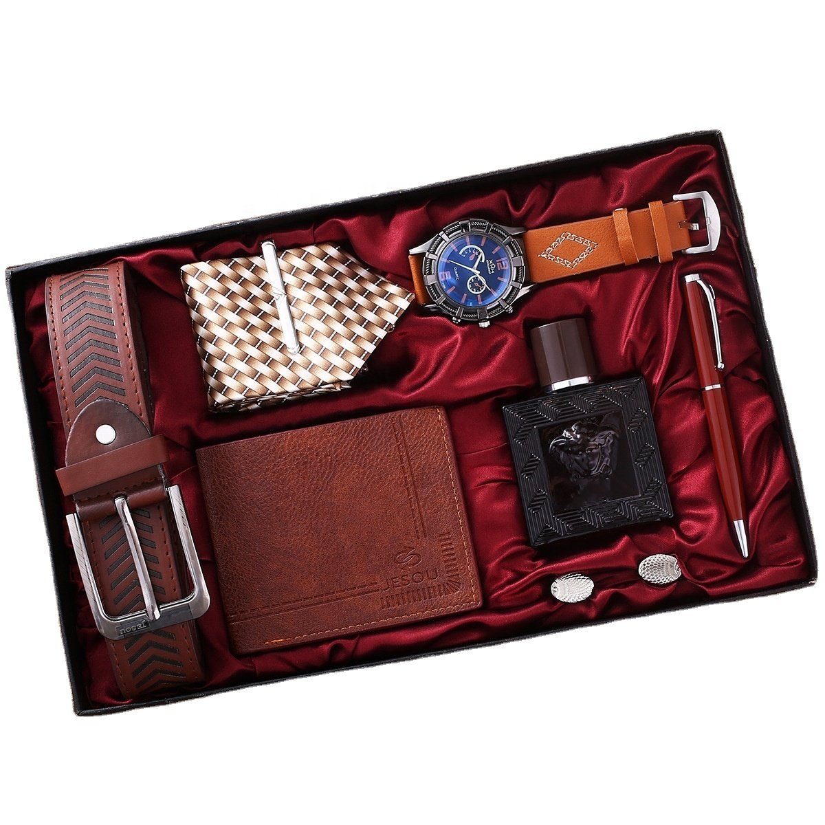 New product ideas 2024 gift Men's gift set wallet belt perfume quartz watch Luxury gifts for men cheapest item