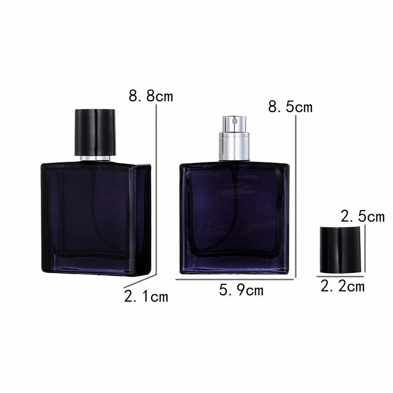 Luxury black men's glass perfume bottle 30ml can be customized square sprayer