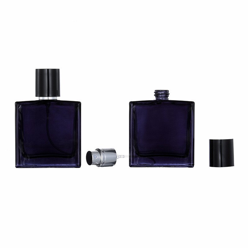 Luxury black men's glass perfume bottle 30ml can be customized square sprayer