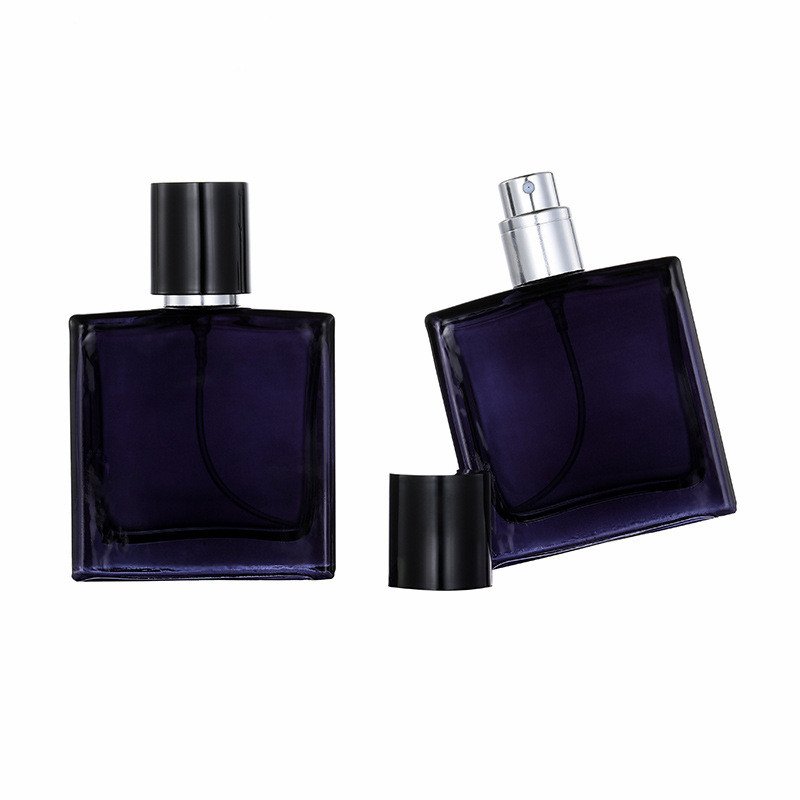 Luxury black men's glass perfume bottle 30ml can be customized square sprayer