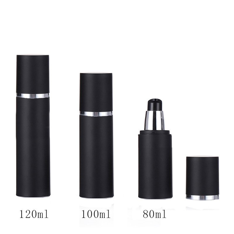 Luxury Empty 80ml 100ml 120ml matte Black Airless Pump Bottles Fancy 4oz Men's Cosmetic Emulsion Packaging (PAB32)