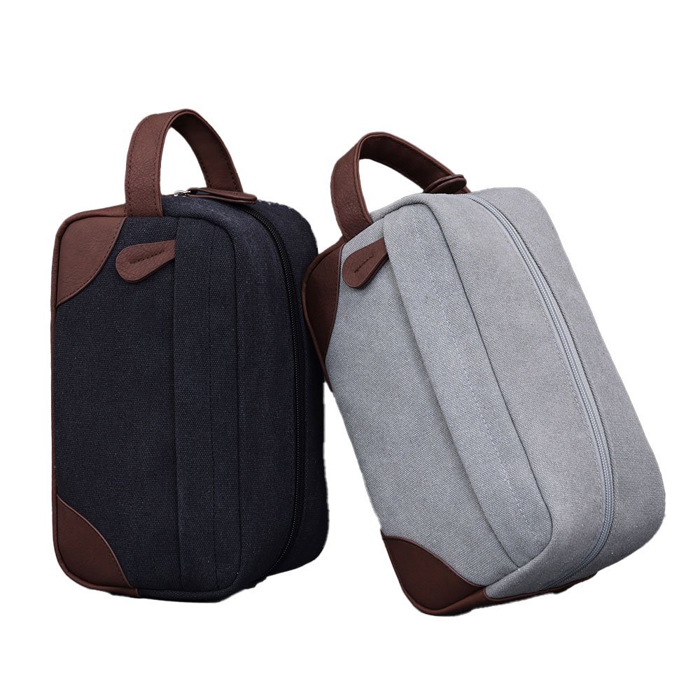 Multi Functional Canvas Pu Portable Storage Bag For Shavers Perfume Cosmetics Etc Vintage Men's Toiletries Cosmetics Bag