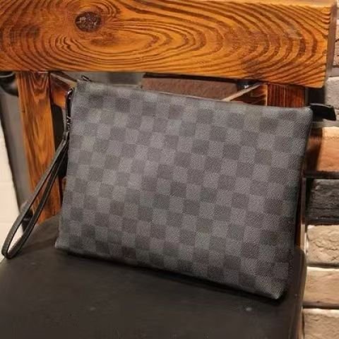 Men's leather clutch bag Europe and the United States business leisure cowhide large capacity plaid envelope bag men's bag