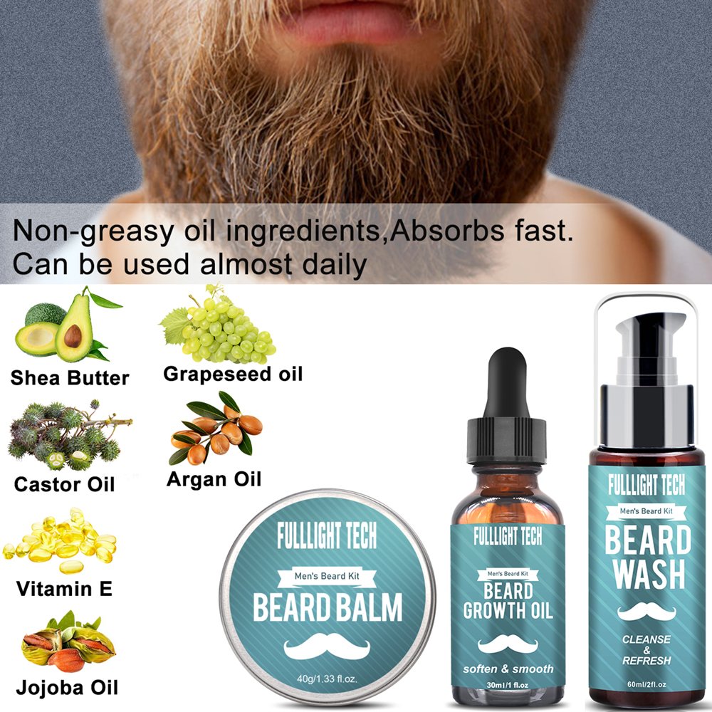 OEM Popular Hot Selling Beard Brush Derma Rollers And Men's Beard Care Kit Beard Growth Kit