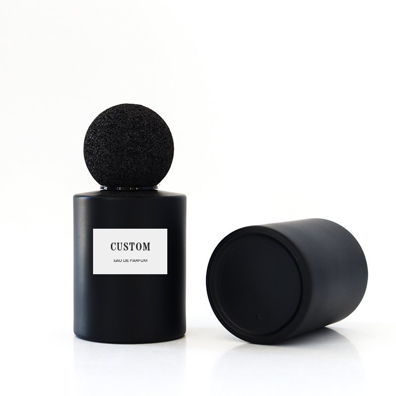 High quality luxury Black 30ml 50ml 100ml empty cylinder fragrance bottle custom logo glass perfume spray bottle with ball cap