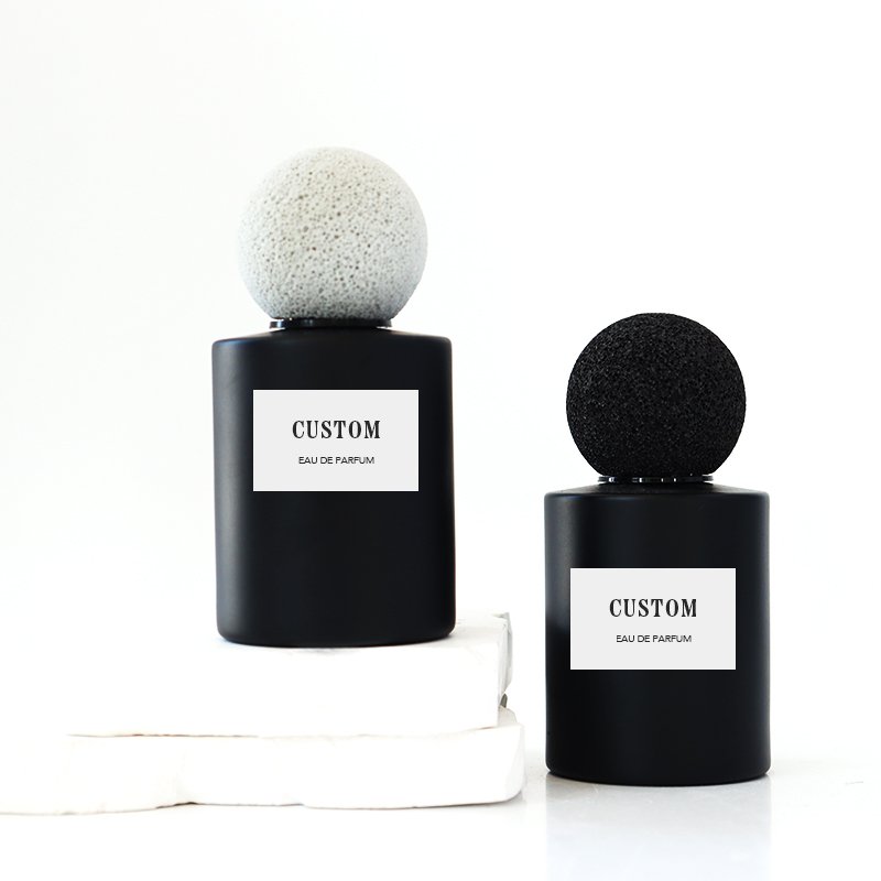 High quality luxury Black 30ml 50ml 100ml empty cylinder fragrance bottle custom logo glass perfume spray bottle with ball cap