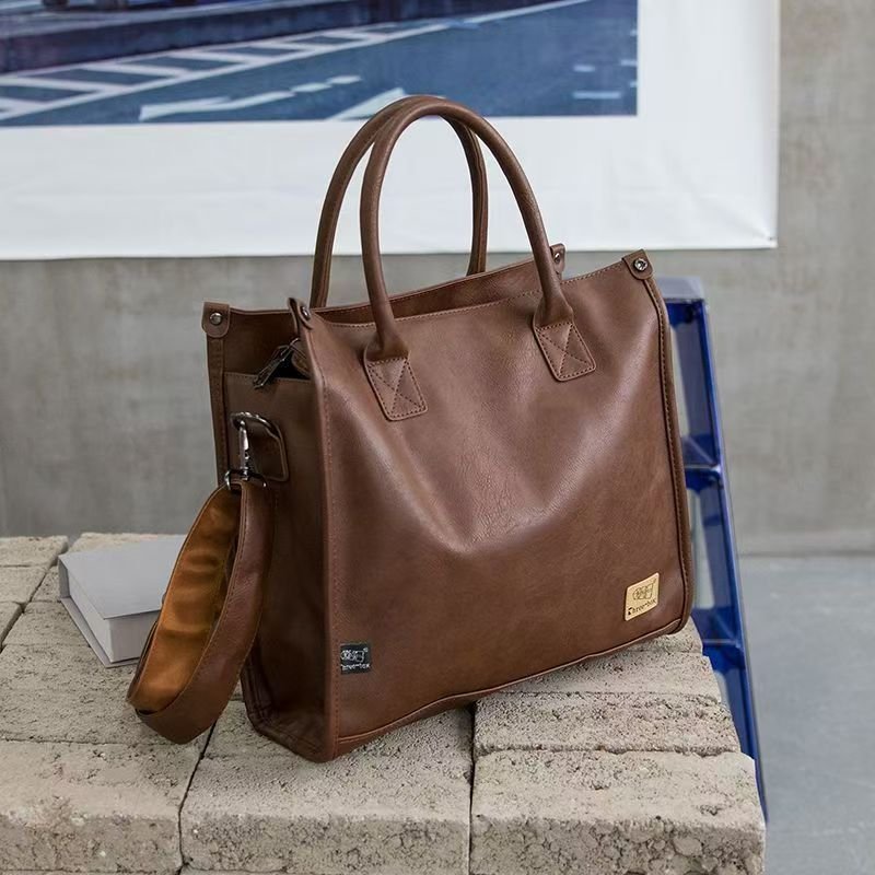 Handbag male briefcase Casual business single shoulder crossbody bag fashion brand new horizontal leather men's office bag