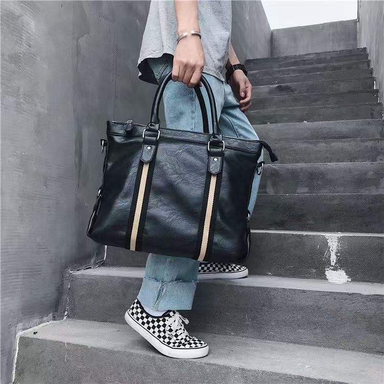 Handbag male briefcase Casual business single shoulder crossbody bag fashion brand new horizontal leather men's office bag